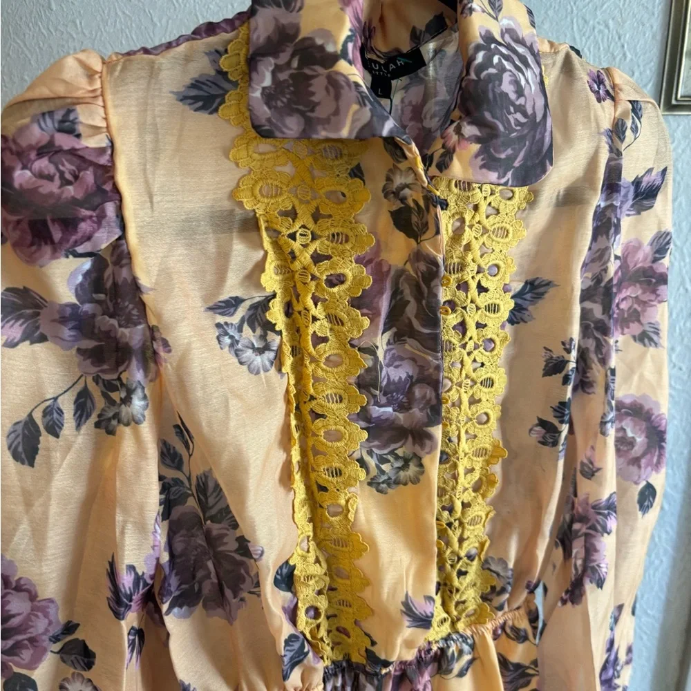 Beulah Yellow Floral Long Sleeve Dress‎